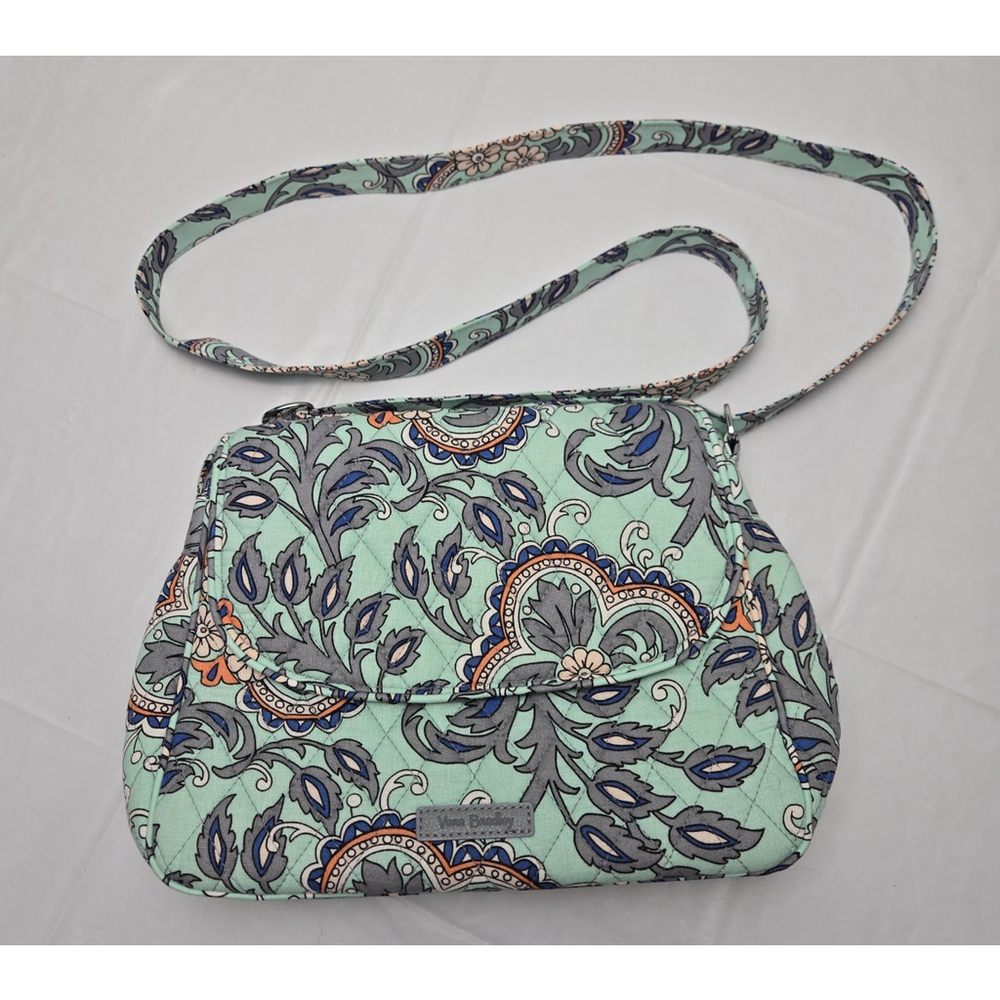 Vera Bradley Fan Flowers Medium Flap Crossbody Bag Floral Pockets Paisley NWT